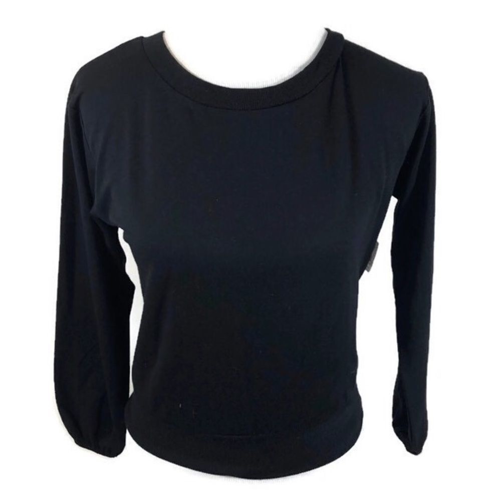 Derek Heart Long Sleeved Short Cut Black Shirt
